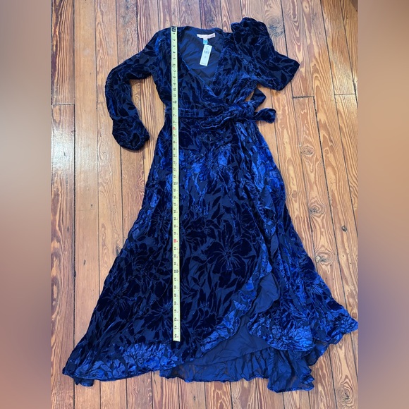 NWT Anthropologie Whimsigoth Boho Velvet Floral Wrap Maxi Dress - Blue - Picture 4 of 7